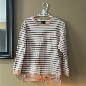 Striped Kids Shirt in Peach and White
